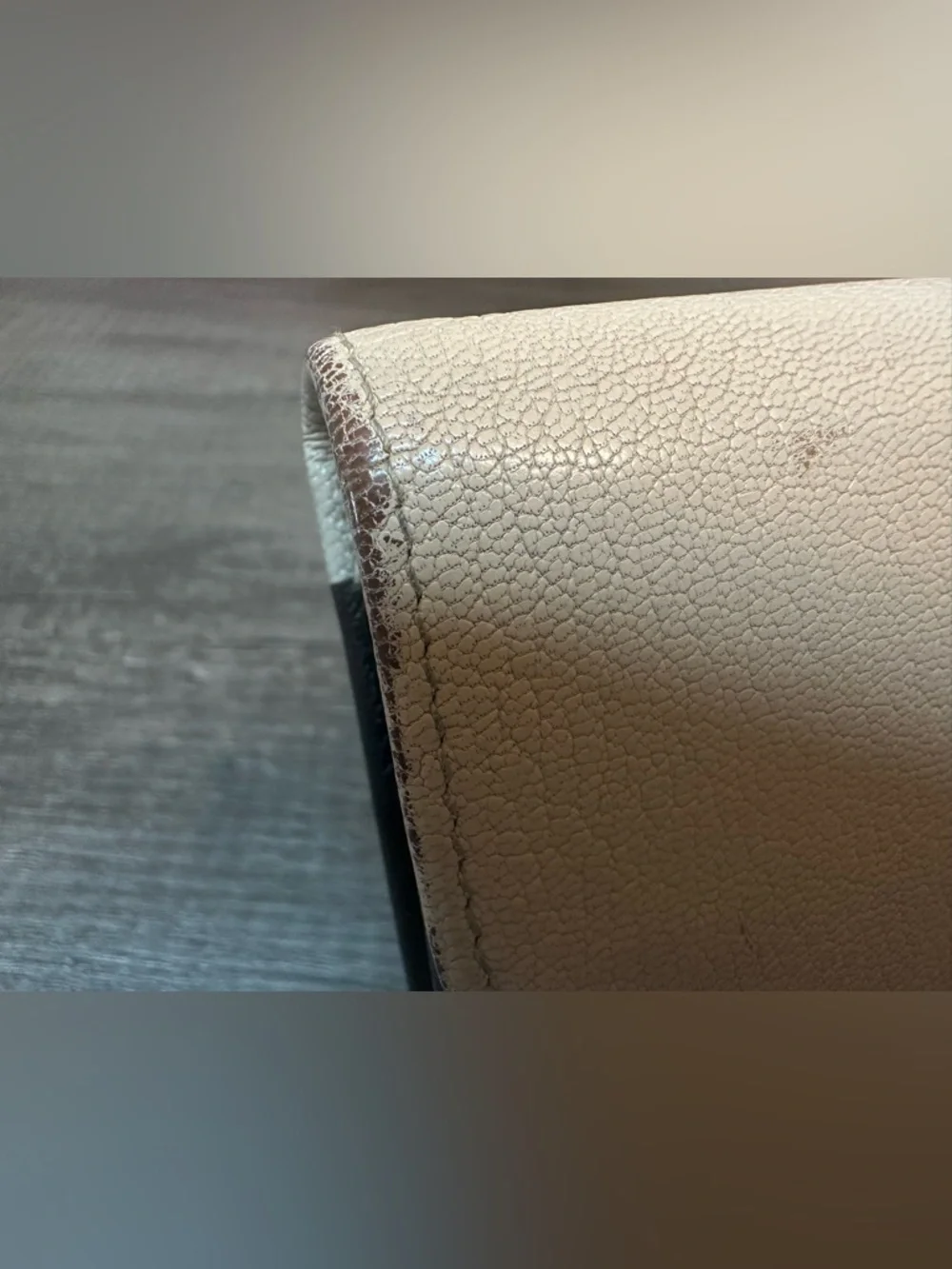 Miu Miu Two-Tone Cream and Black Leather Continental Wallet